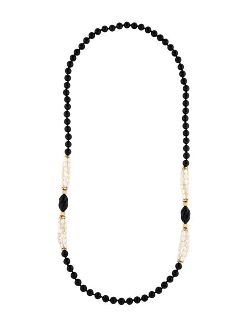 Necklace 14K Pearl & Onyx Strand Necklace