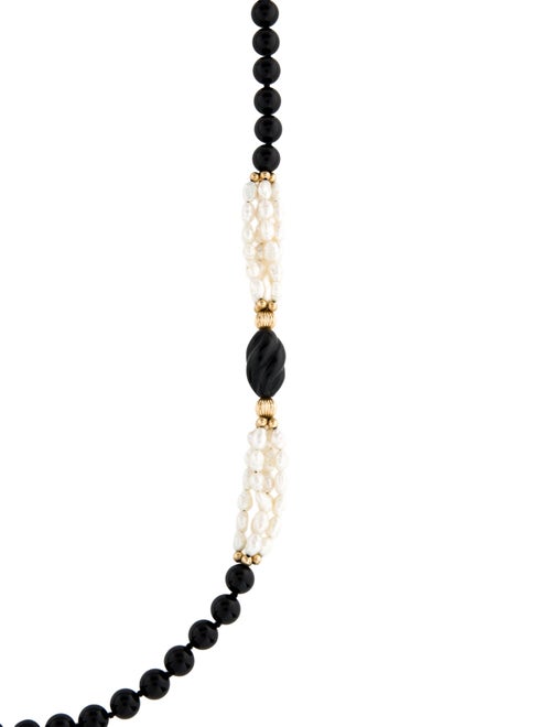 Necklace 14K Pearl & Onyx Strand Necklace