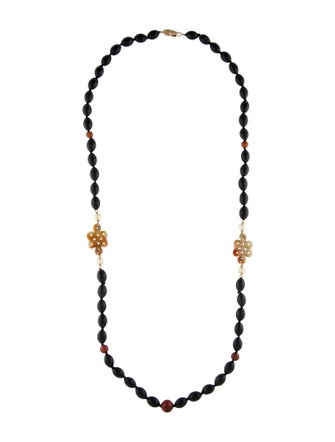 Necklace 14K Pearl, Jadeite & Onyx Bead Necklace