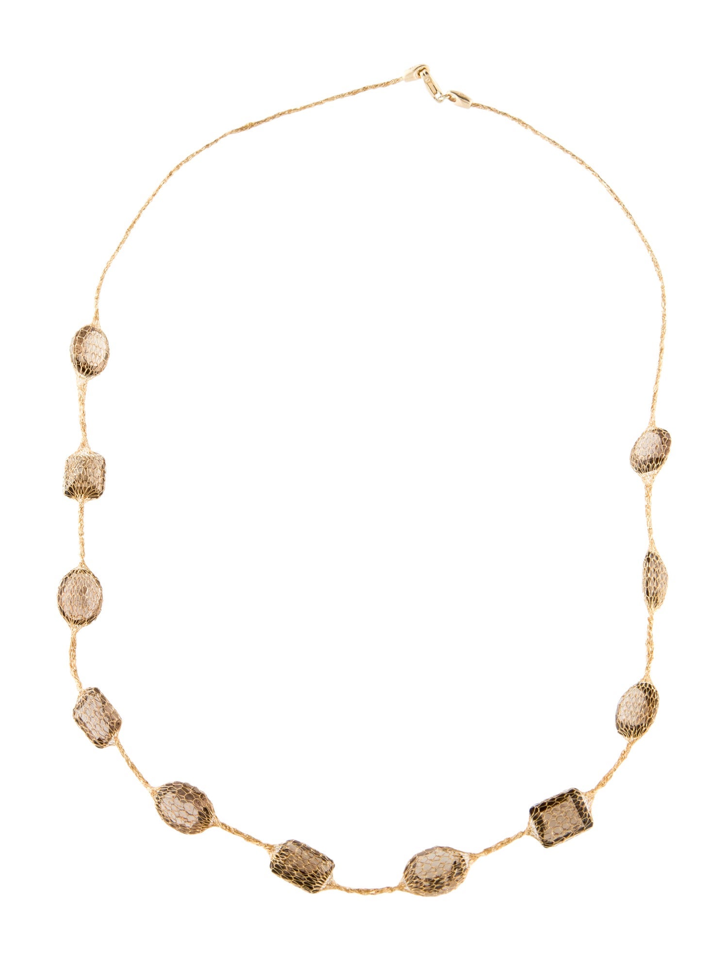 Necklace 14K Smoky Quartz Station Necklace