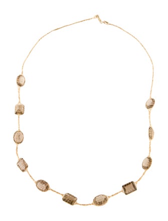 Necklace 14K Smoky Quartz Station Necklace