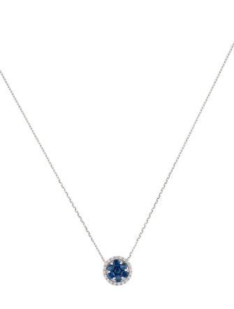Necklace 18K Sapphire & Diamond Pendant Necklace