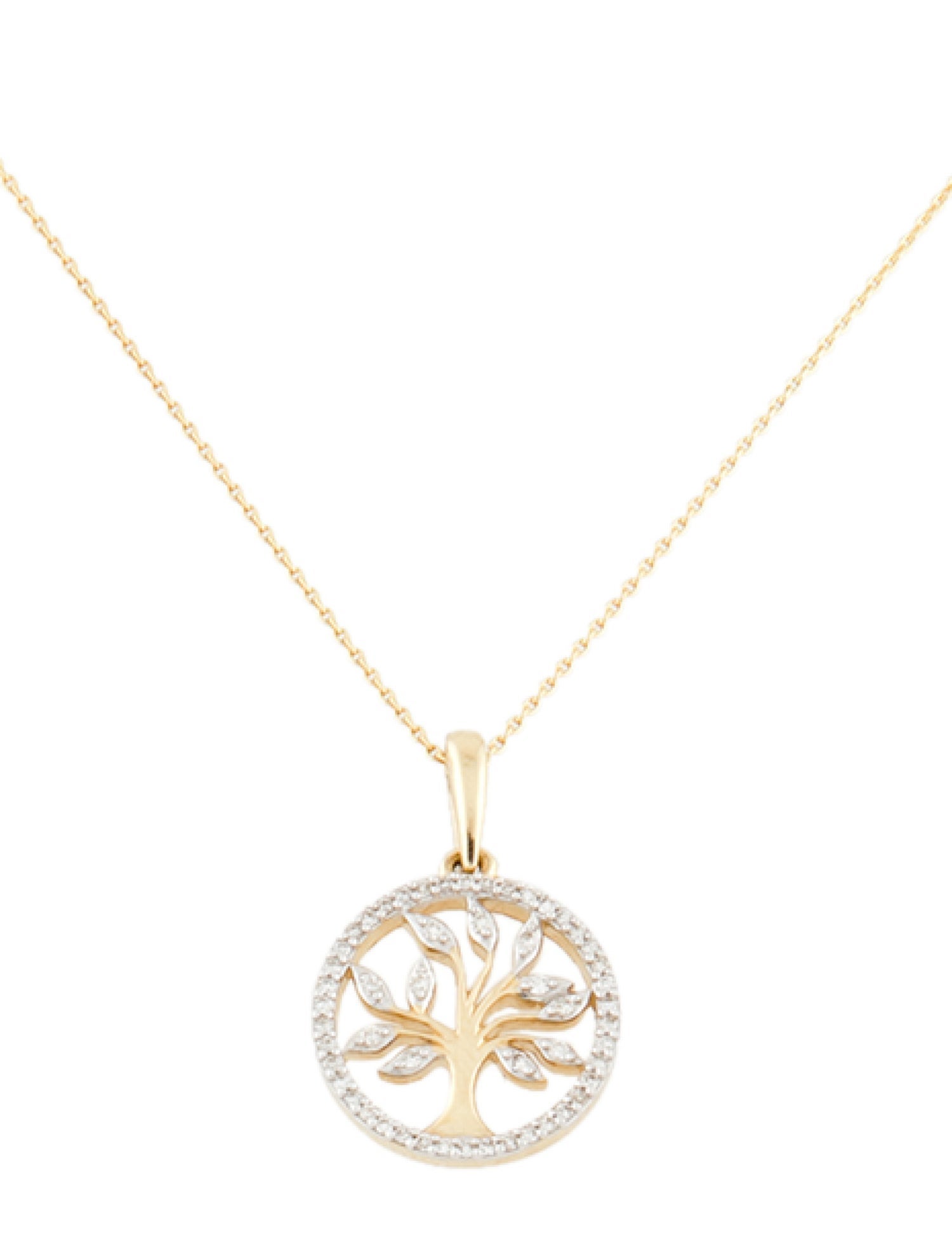 Necklace 14K Diamond Tree Pendant Necklace