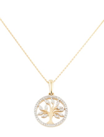 Necklace 14K Diamond Tree Pendant Necklace