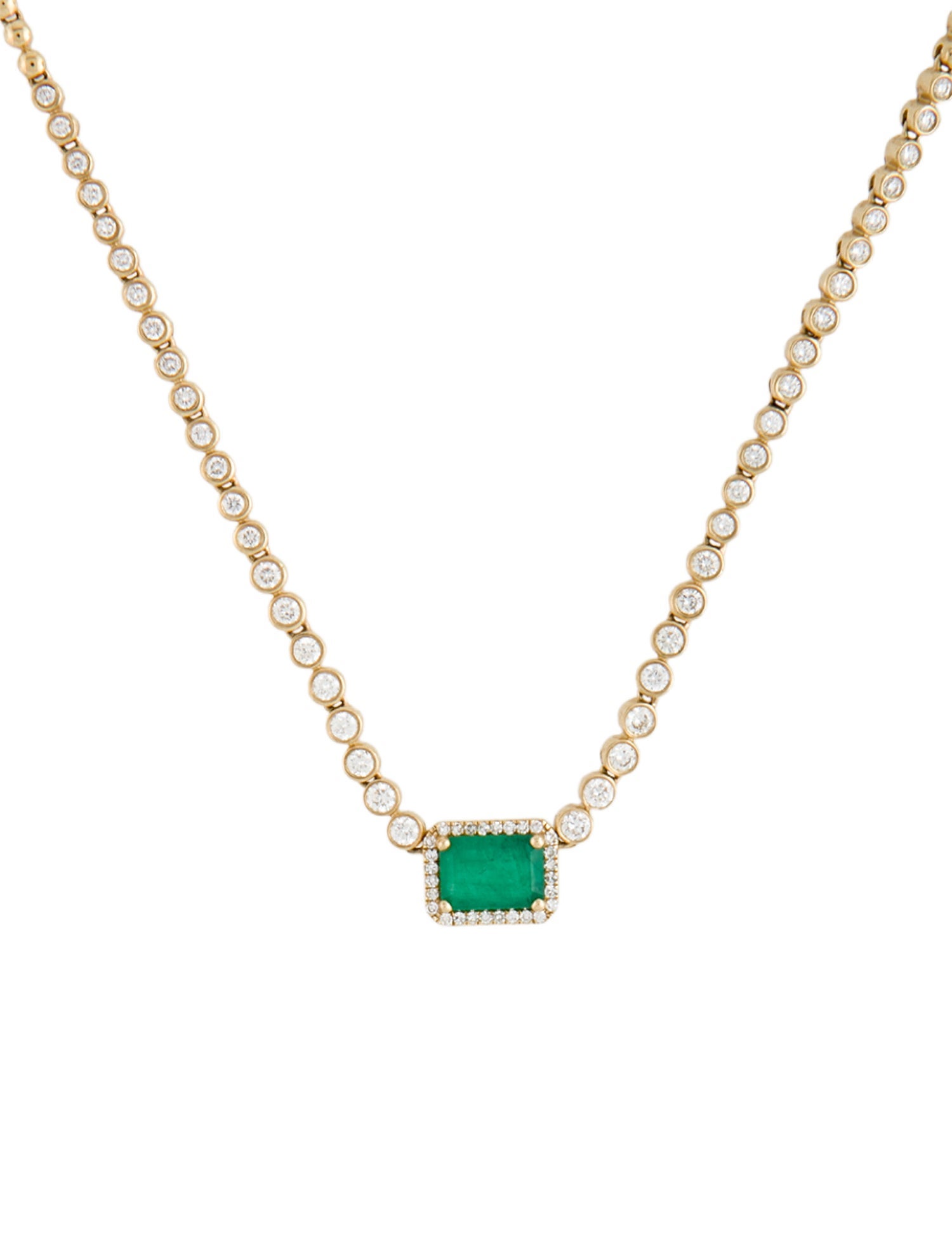 Necklace 14K Emerald & Diamond Pendant