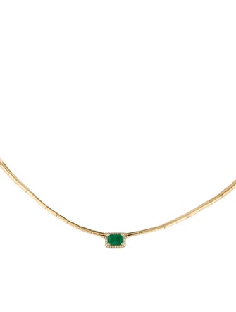 Necklace 14K Emerald & Diamond Collar Necklace
