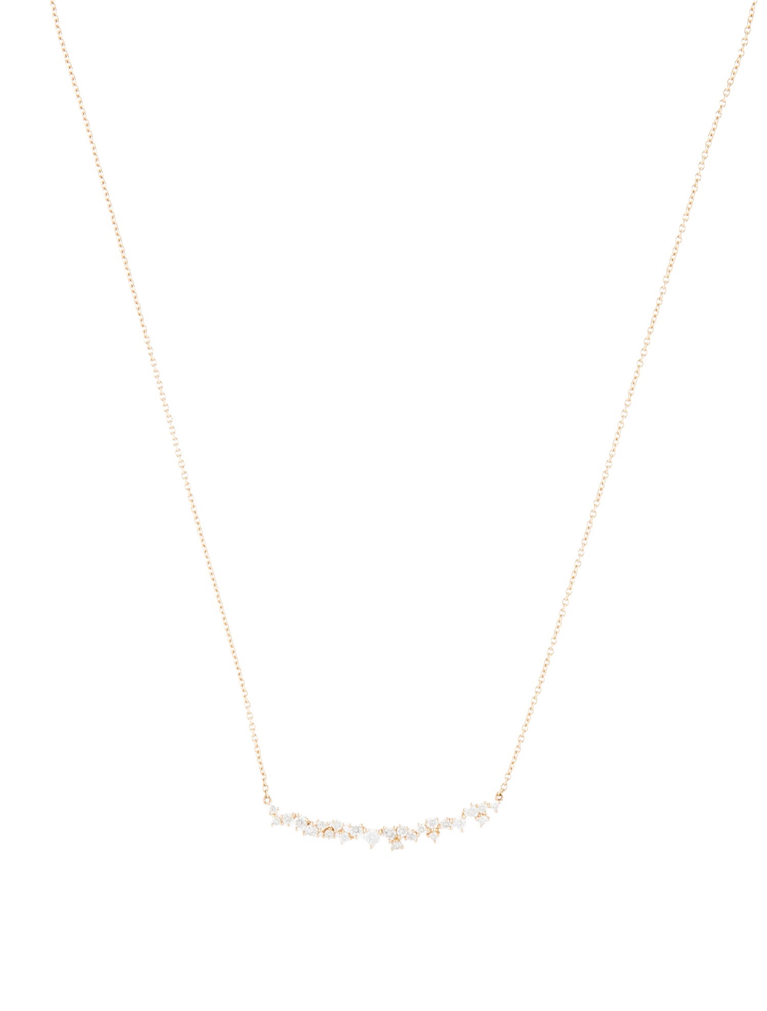 Necklace 14K Scattered Diamond Bar