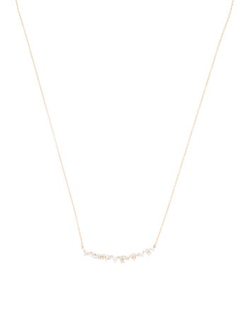 Necklace 14K Scattered Diamond Bar Necklace