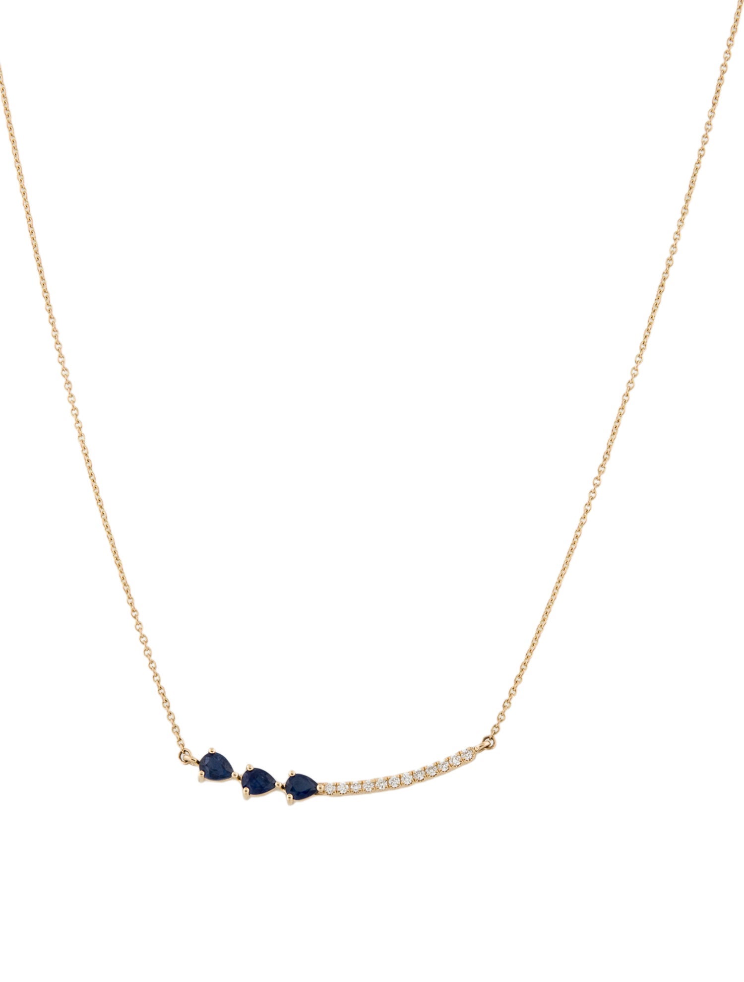 Necklace 14K Sapphire & Diamond Pendant w/ Tags