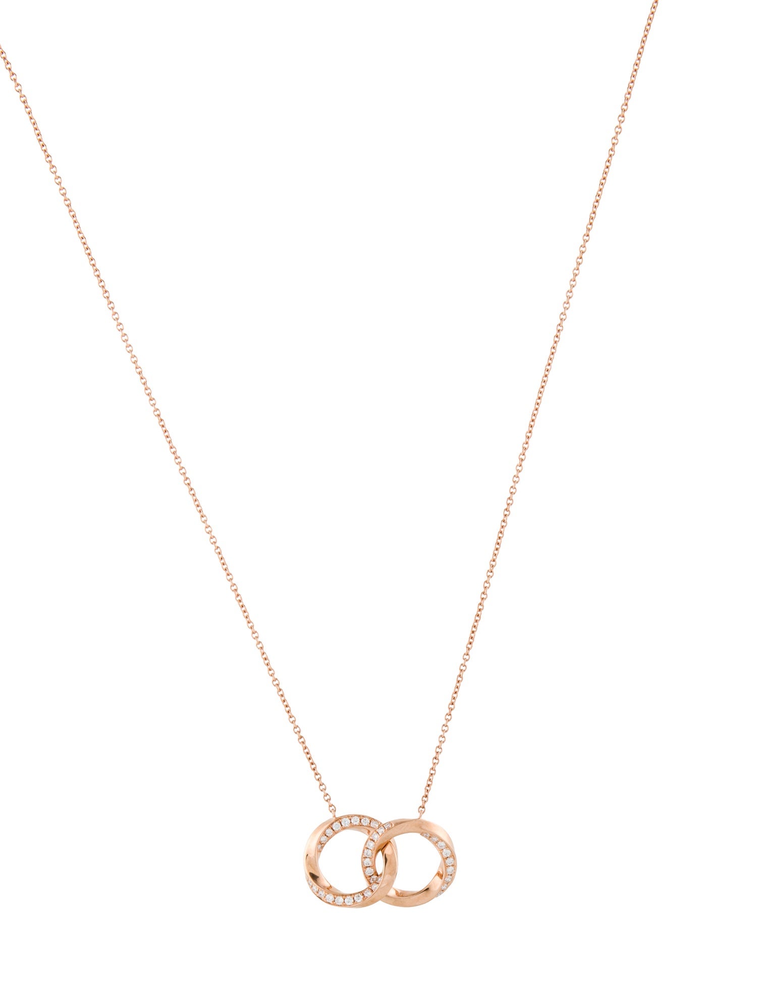 Necklace 18K Diamond Interlocking Circle Pendant Necklce