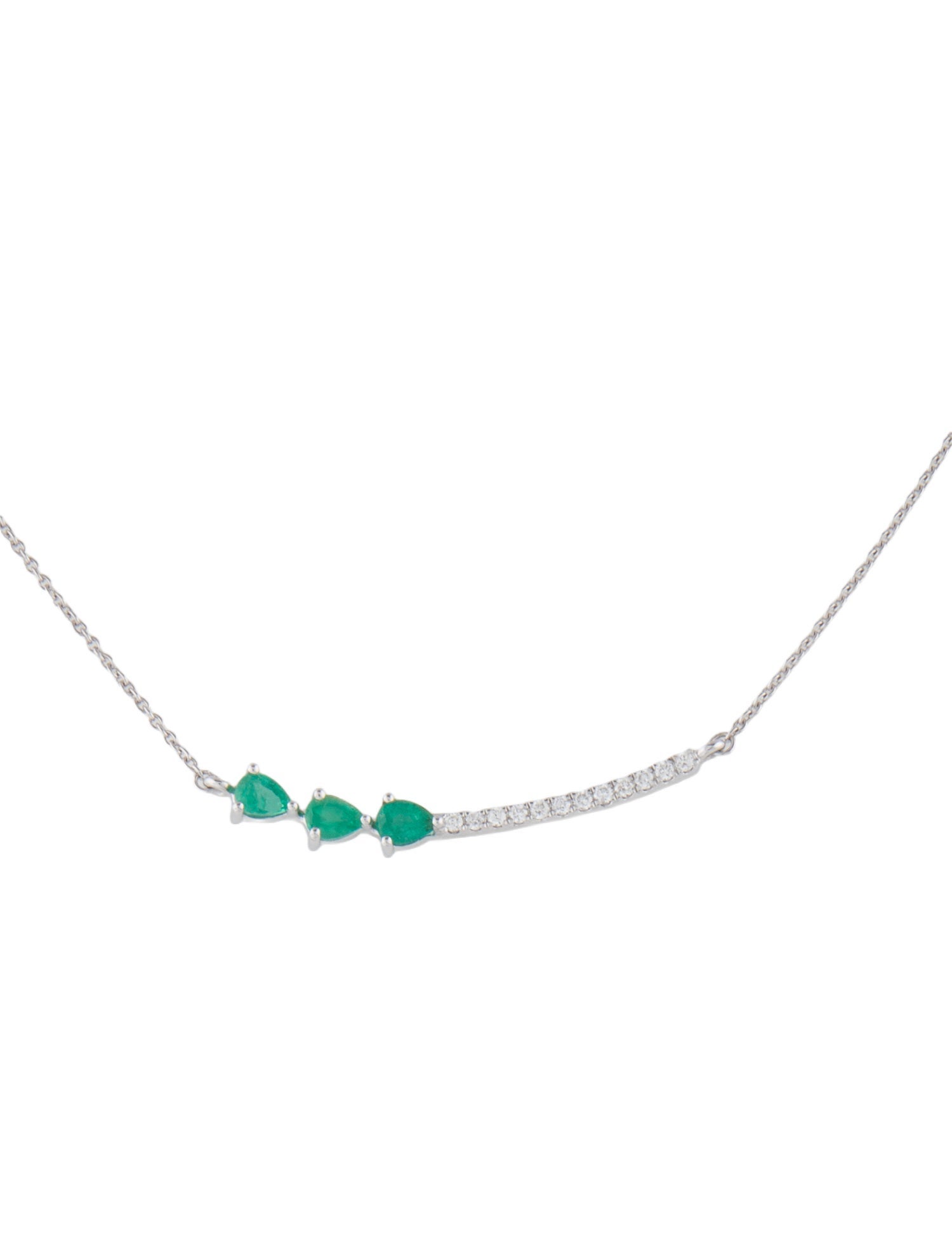 Necklace 14K Emerald & Diamond Pendant Necklace