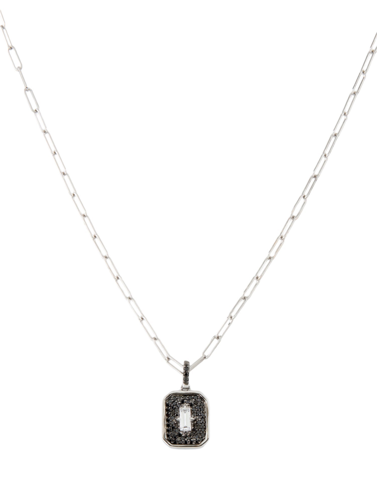 Necklace 14K Sapphire & Diamond Tag Paperclip