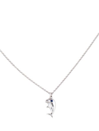 Necklace 14K Sapphire Dolphin Pendant Necklace