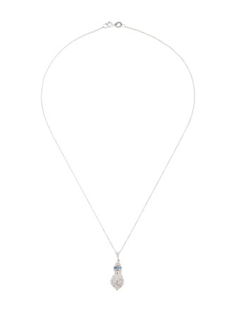 Necklace 18K Sapphire & Diamond Pendant w/ 14K Chain