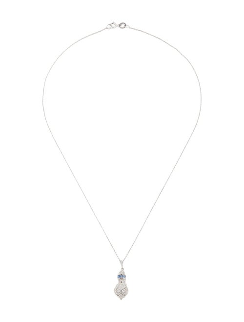 Necklace 18K Sapphire & Diamond Pendant w/ 14K Chain