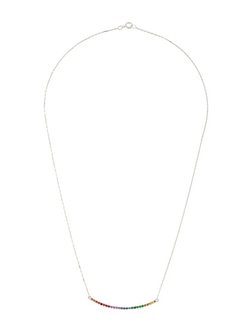 Necklace 14K Tsavorite & Sapphire Curved Bar Necklace