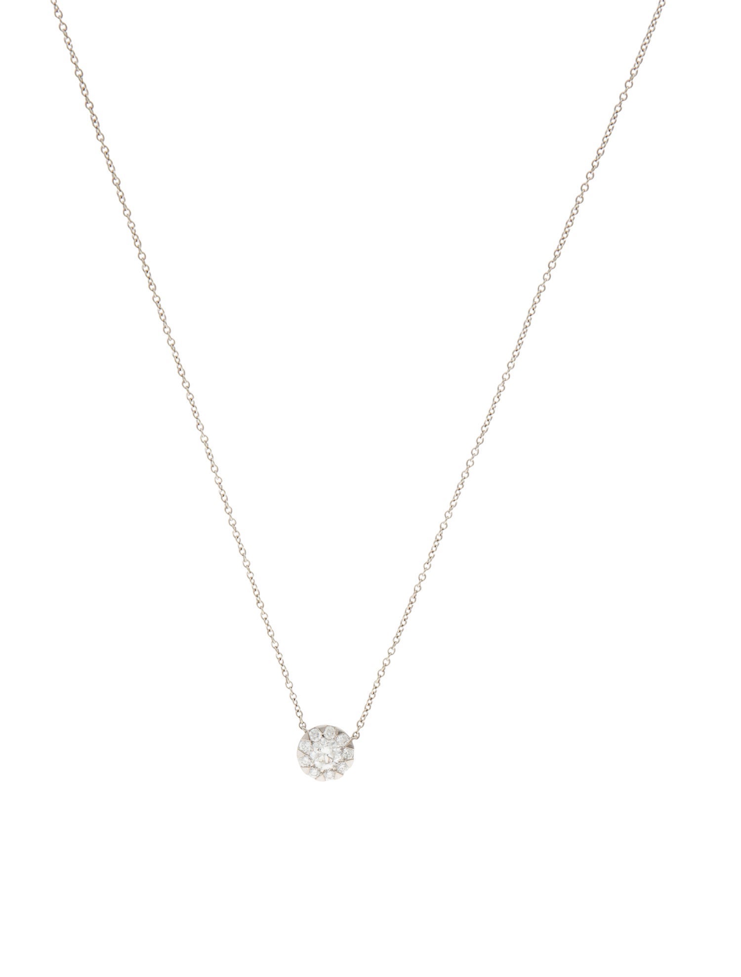 Necklace 14K Diamond Cluster Pendant Necklace