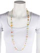 Necklace 18K Dyed Pearl & Multistone Tie Necklace