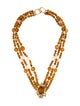 Necklace 14K Citrine & Pearl Bead Collar Necklace
