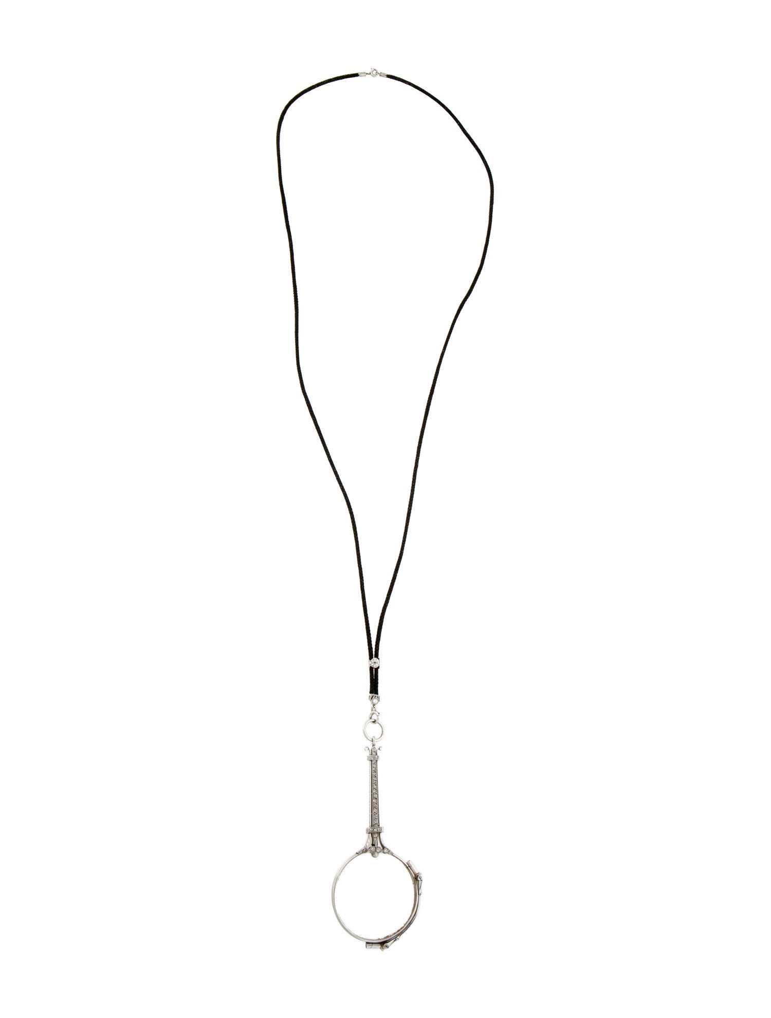 Necklace Antique Platinum Diamond Lorgnette