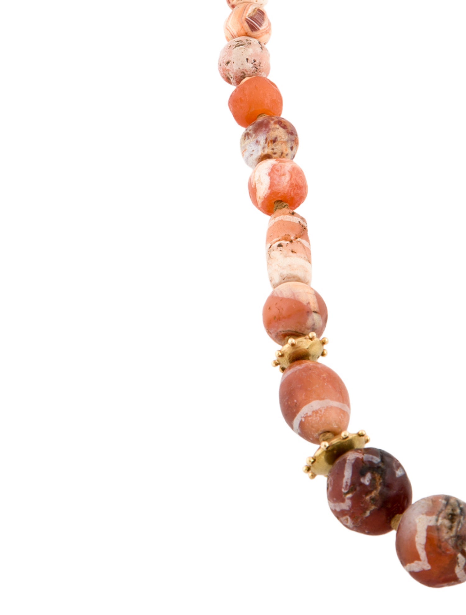 Necklace 18K Painted Carnelian Tibetan Dzi Bead Strand