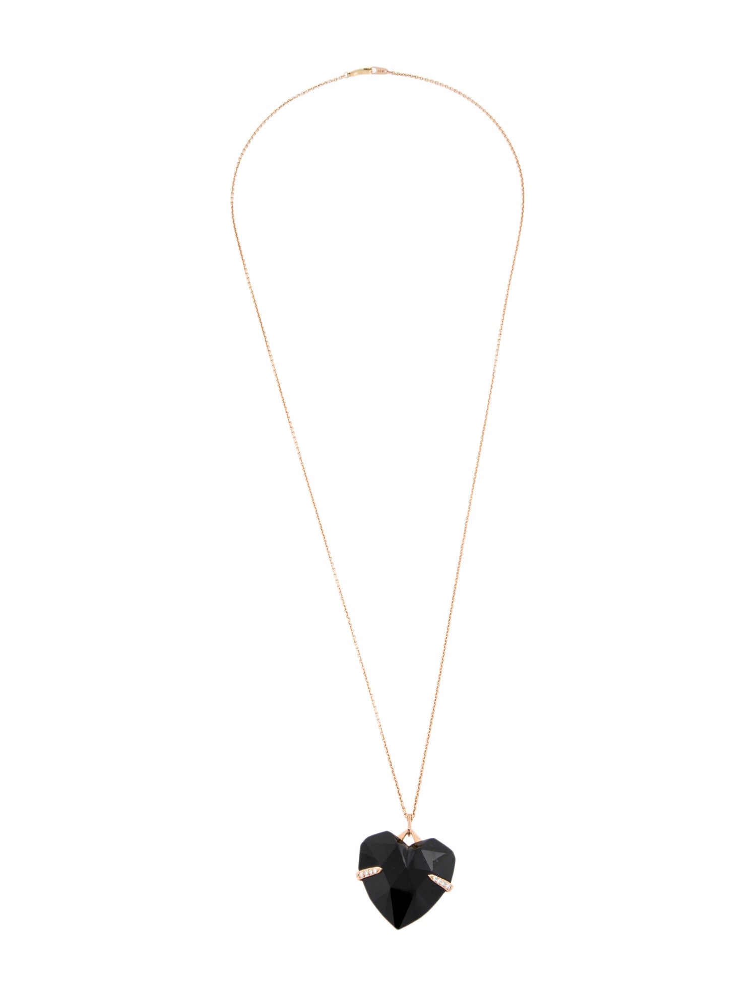 Necklace 18K Onyx & Diamond Heart Pendant
