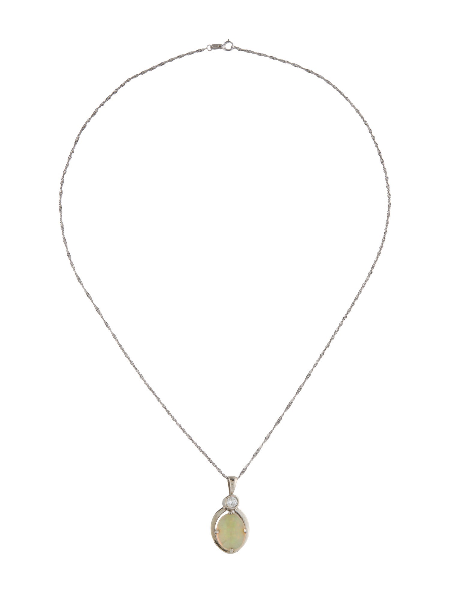 Necklace 14K 4.55ct Opal & DIamond Pendant