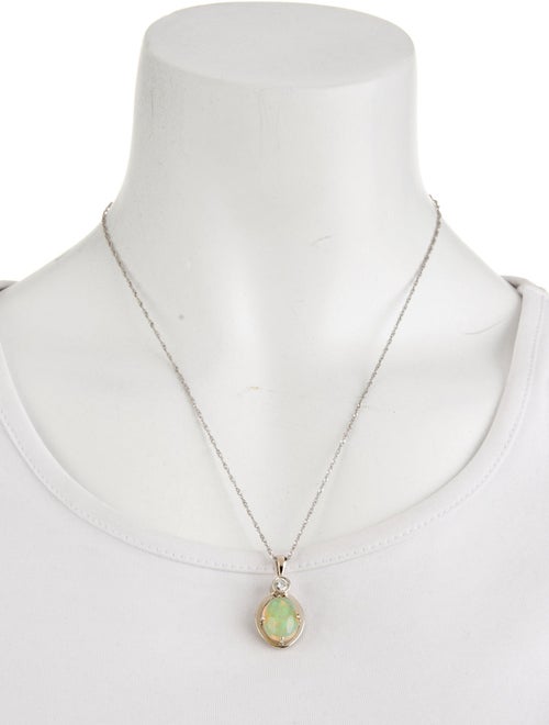 Necklace 14K 4.55ct Opal & DIamond Pendant Necklace