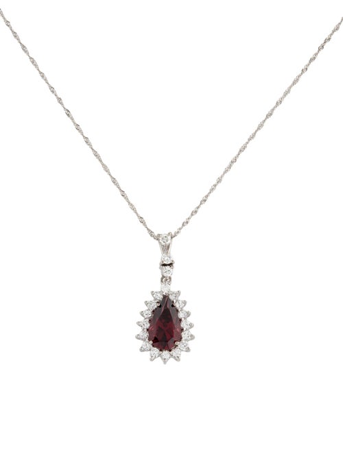 Necklace 3.65ct Garnet & Diamond Pendant Necklace