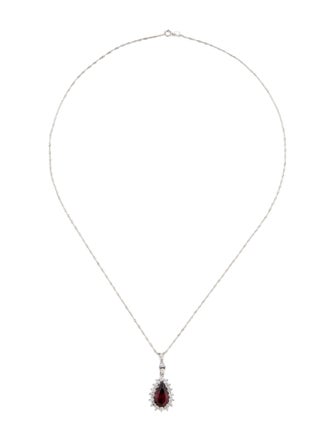 Necklace 3.65ct Garnet & Diamond Pendant Necklace