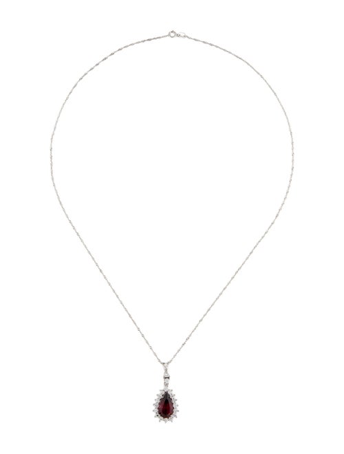 Necklace 3.65ct Garnet & Diamond Pendant Necklace