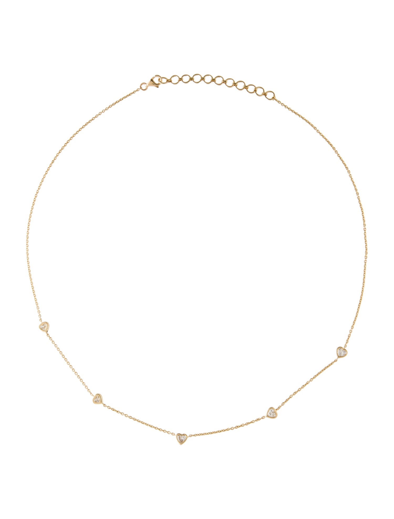 Necklace 14K Diamond Heart Station