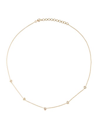 Necklace 14K Diamond Heart Station Necklace