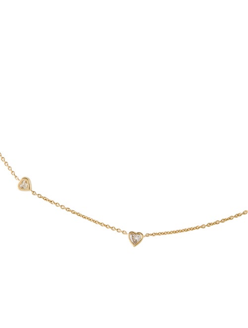 Necklace 14K Diamond Heart Station Necklace