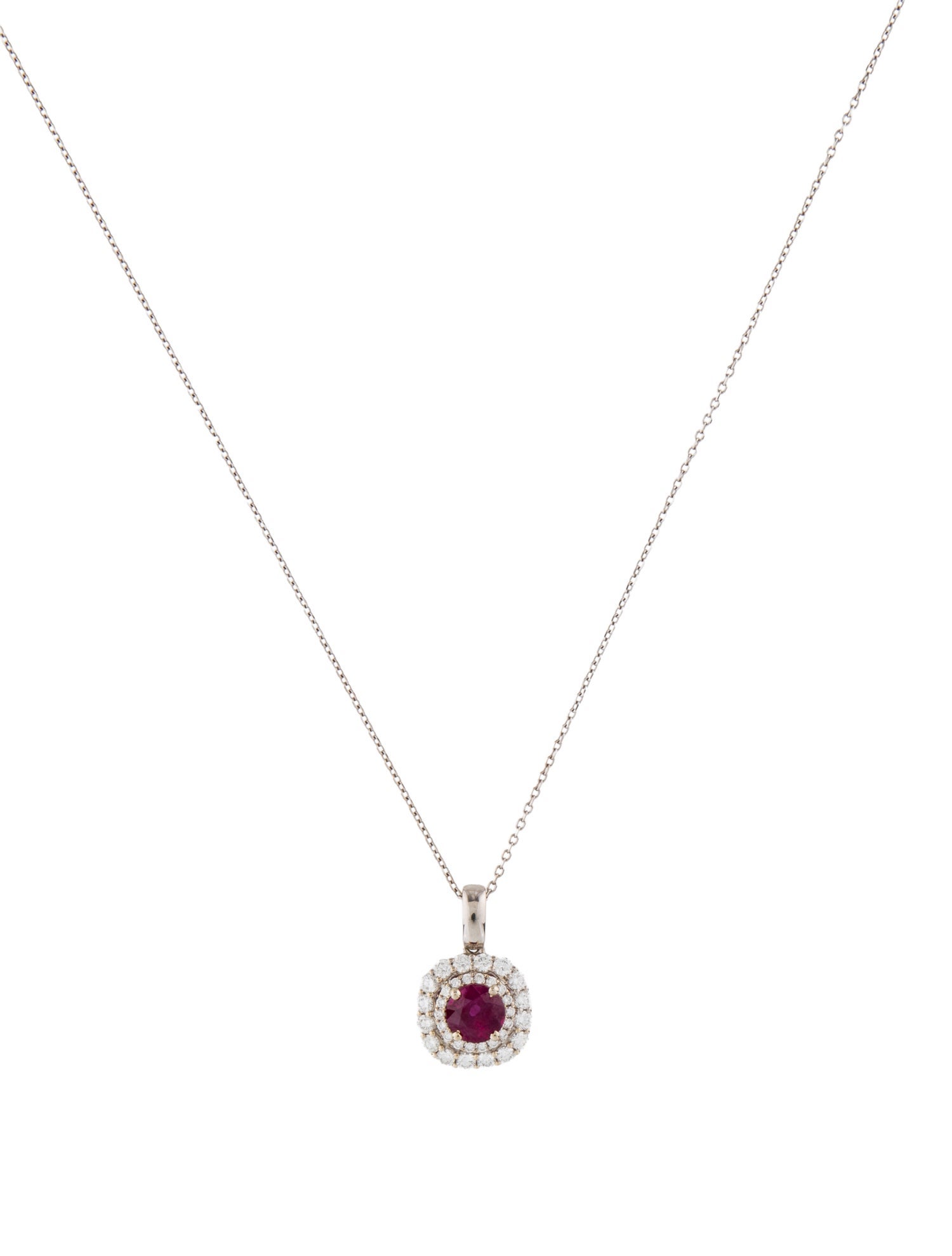 Necklace 18K 1.25ct Ruby & Diamond Pendant