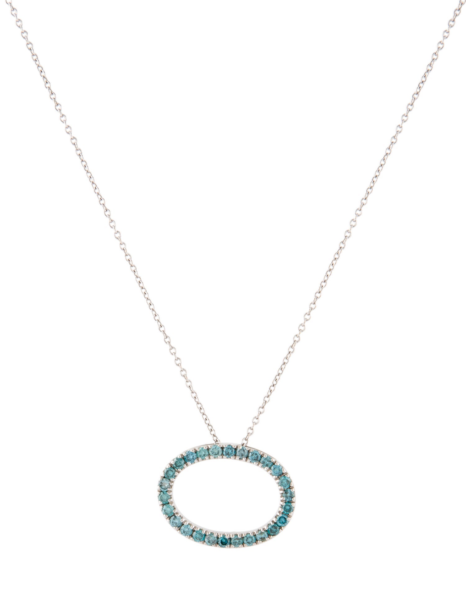 Necklace 18K Diamond Oval Pendant w/ 14K Necklace