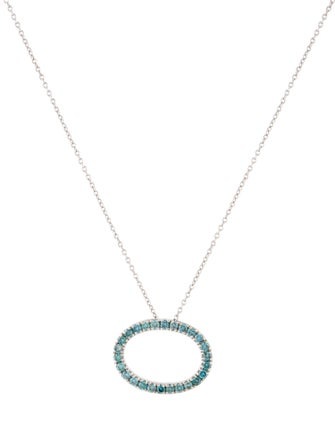 Necklace 18K Diamond Oval Pendant w/ 14K Necklace