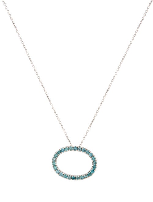 Necklace 18K Diamond Oval Pendant w/ 14K Necklace