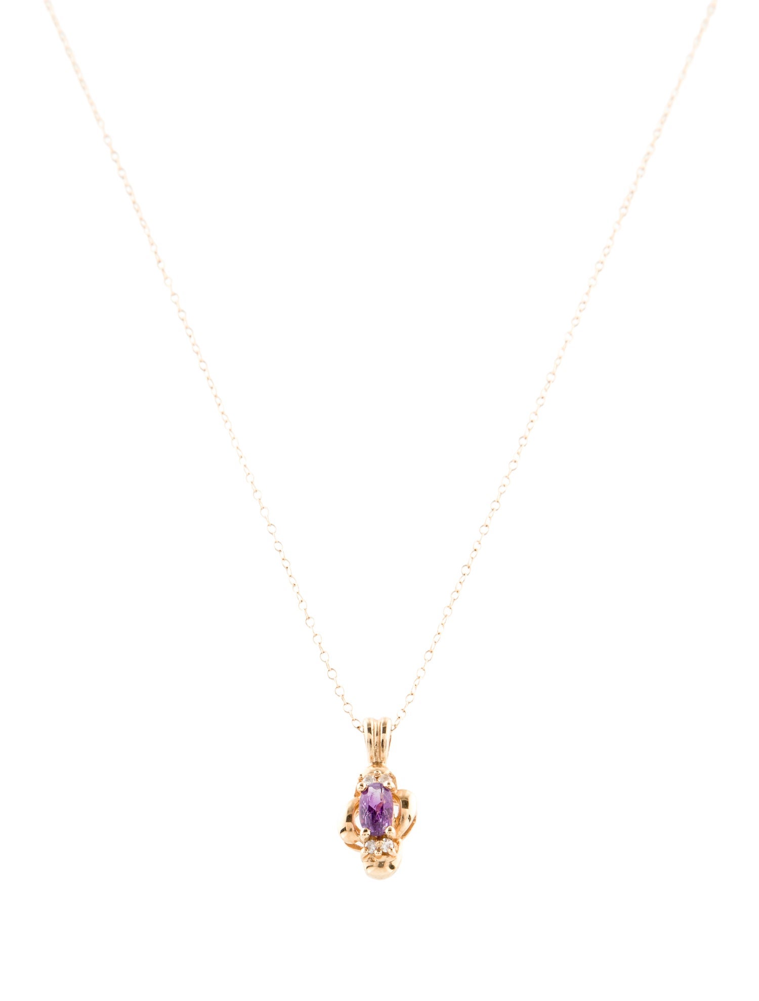 Necklace 14K Amethyst & Diamond Pendant