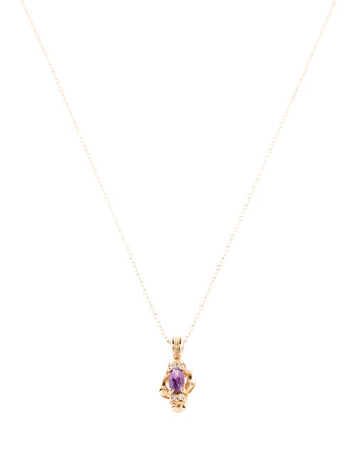 Necklace 14K Amethyst & Diamond Pendant Necklace