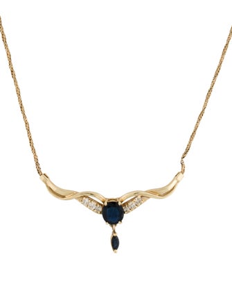 Necklace 14K Sapphire & Diamond Pendant Necklace