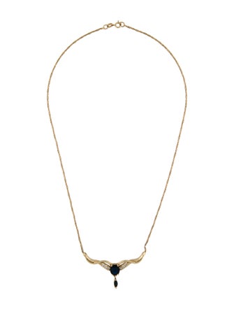 Necklace 14K Sapphire & Diamond Pendant Necklace