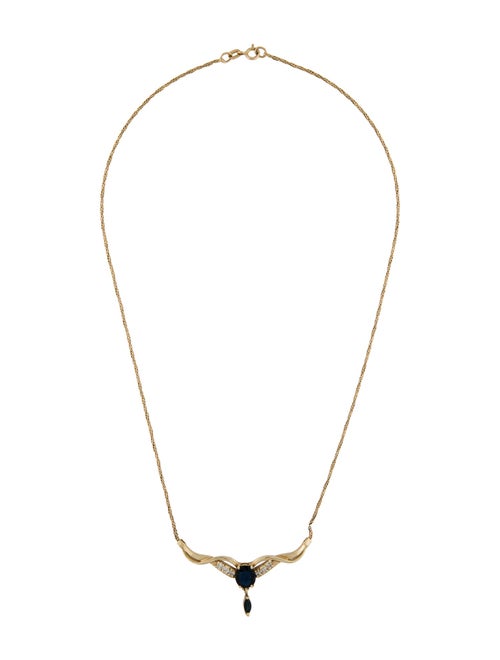 Necklace 14K Sapphire & Diamond Pendant Necklace