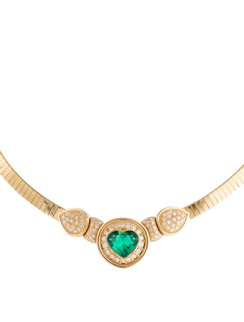 Necklace 18K 4.26ct Emerald & Diamond Collar Necklace