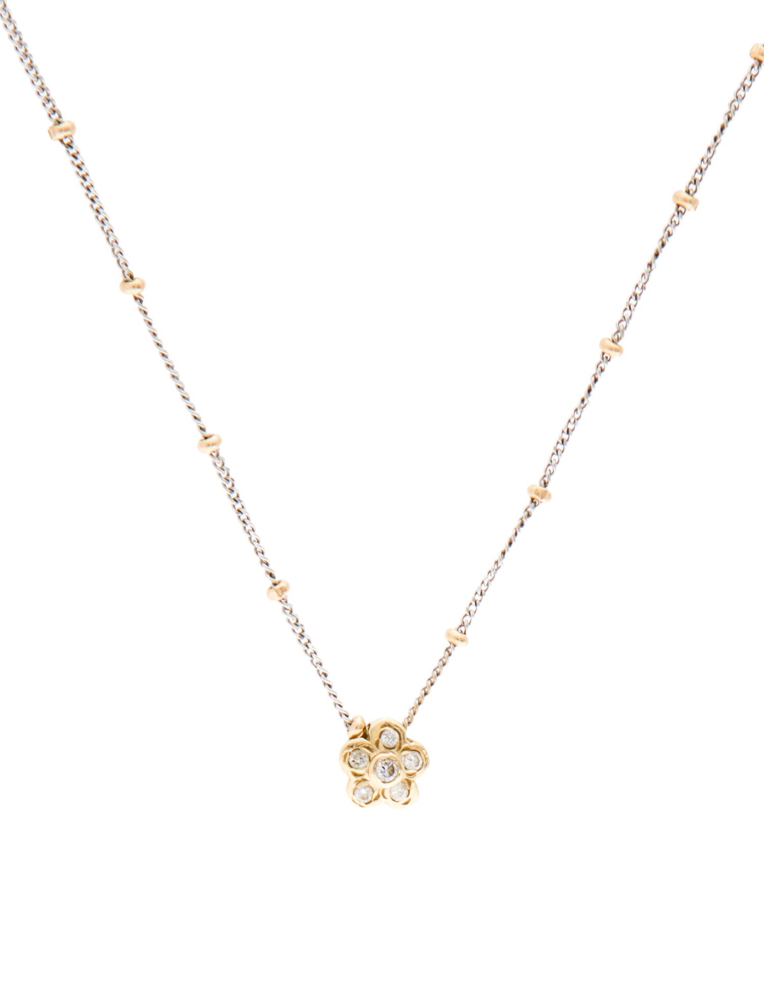 Necklace 14K Diamond Floral Pendant Necklace