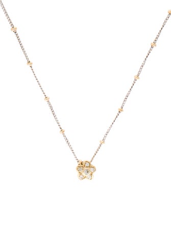 Necklace 14K Diamond Floral Pendant Necklace