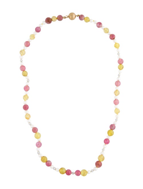 Necklace Tourmaline & Pearl Bead Necklace
