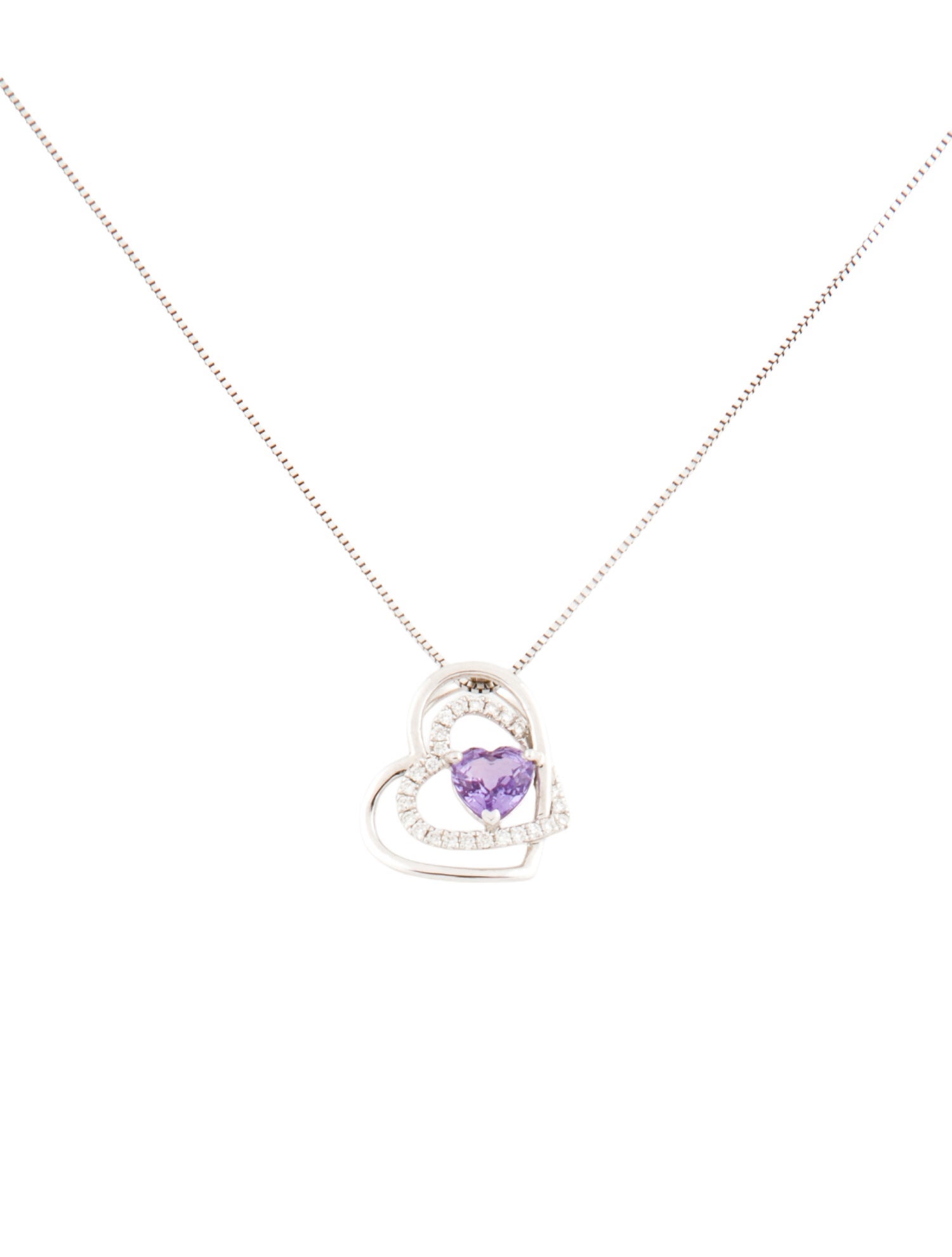 Necklace 14K Sapphire & Diamond Heart Pendant