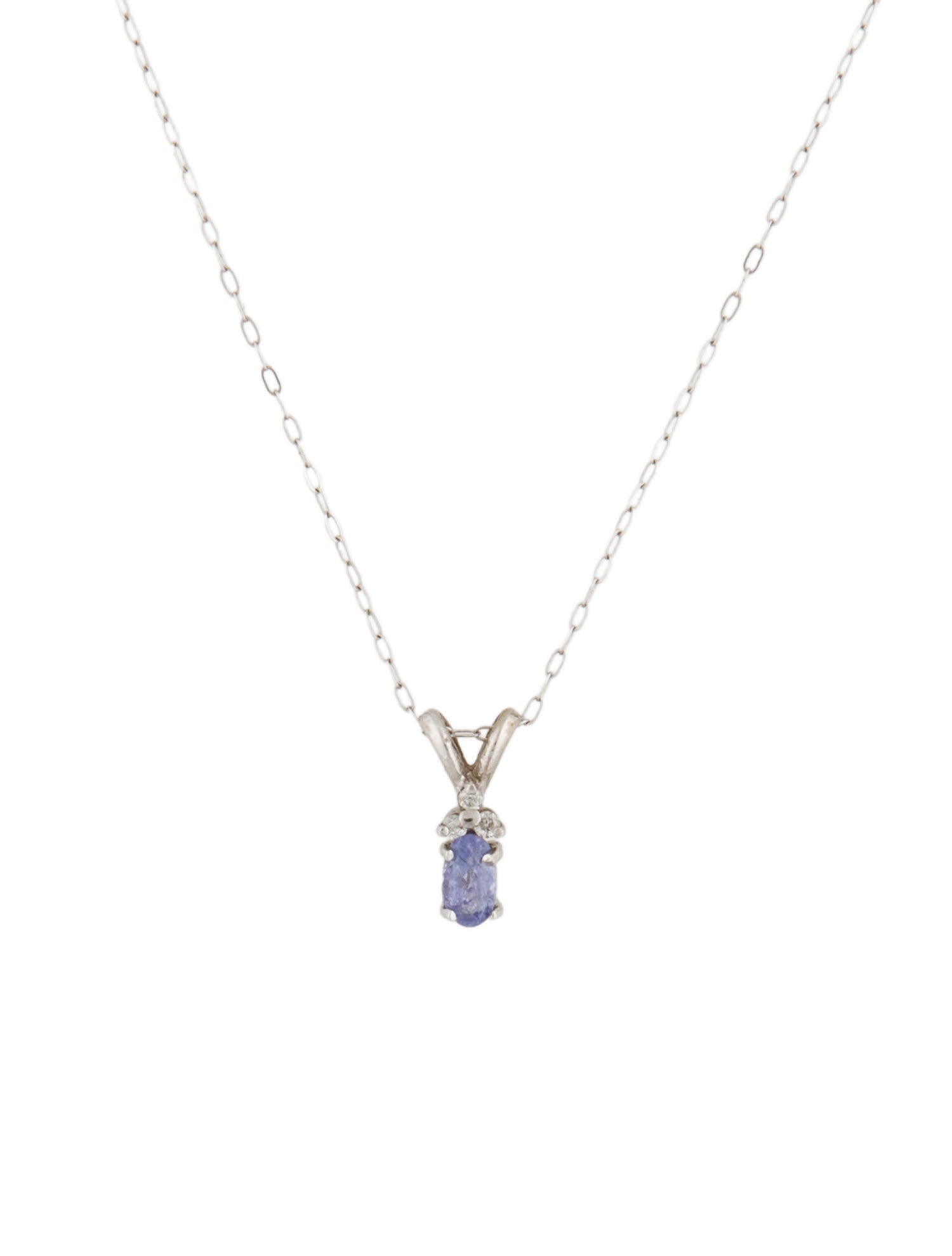 Necklace 10K Tanzanite & Diamond Pendant Necklace