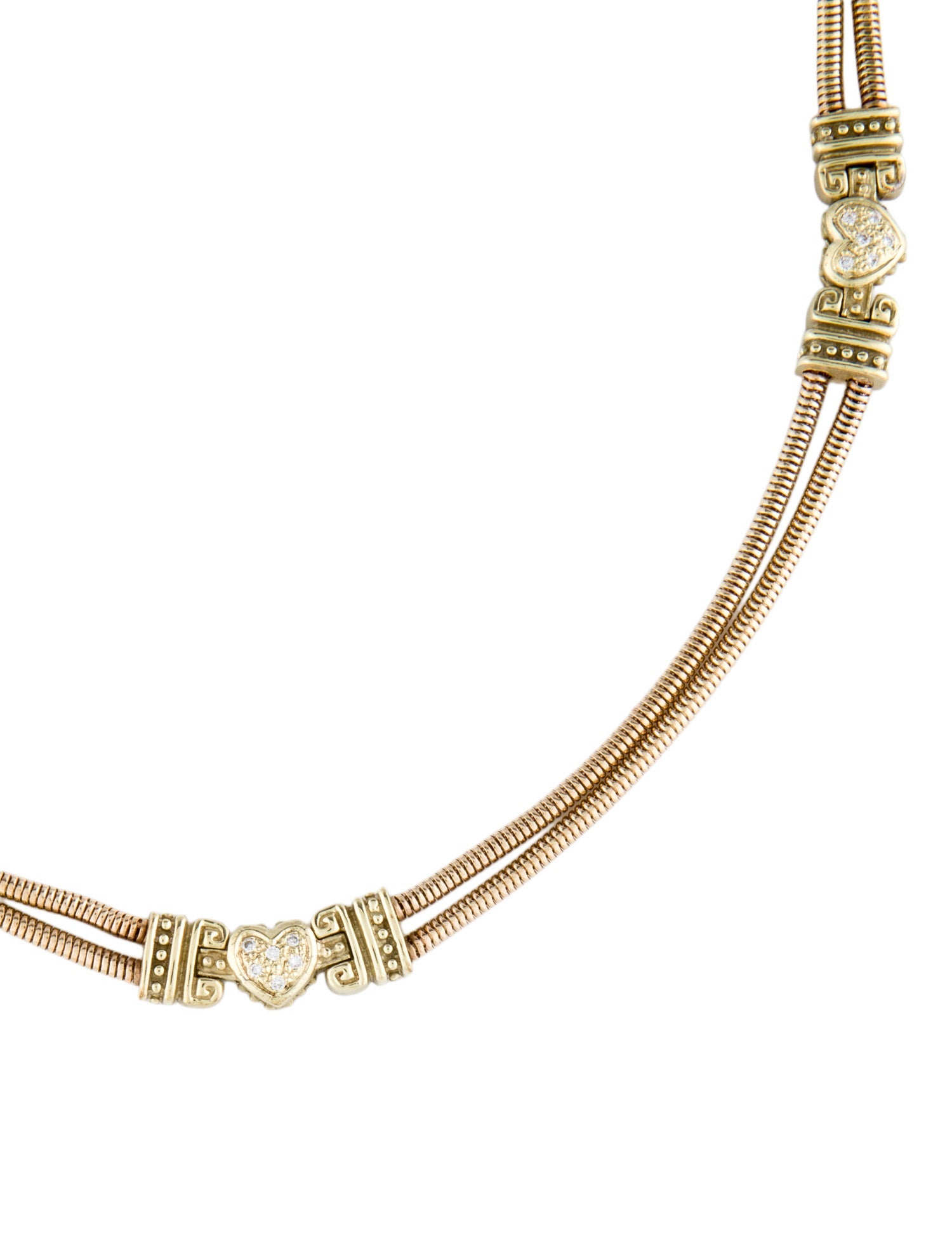 Necklace 14K Diamond Heart Double Row Collar